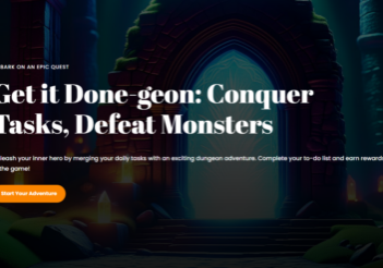 Ominous gateway into a dark dungeon and promotional test about a game called Get Git Dungeon aqain